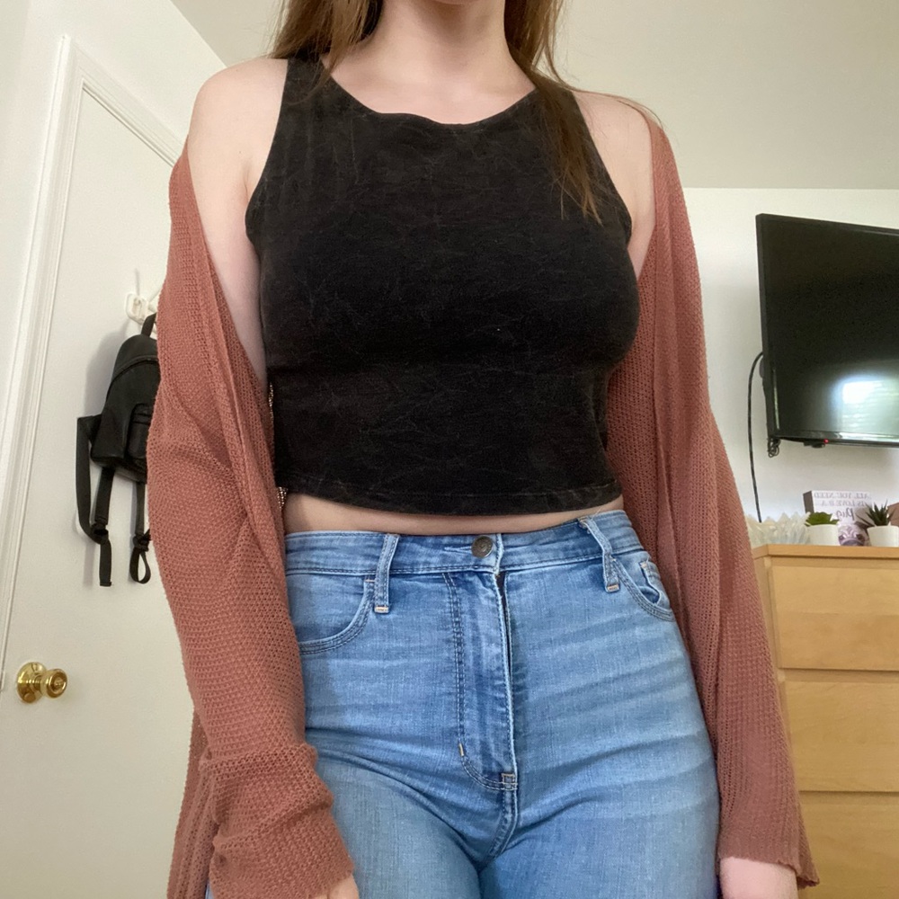 Deep Brown Velvet Crackle Crop Top